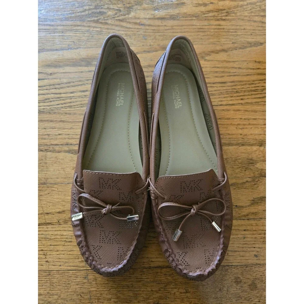 Michael Kors Brown Leather Juliette Logo Flat Loafers Women’s Size 9M